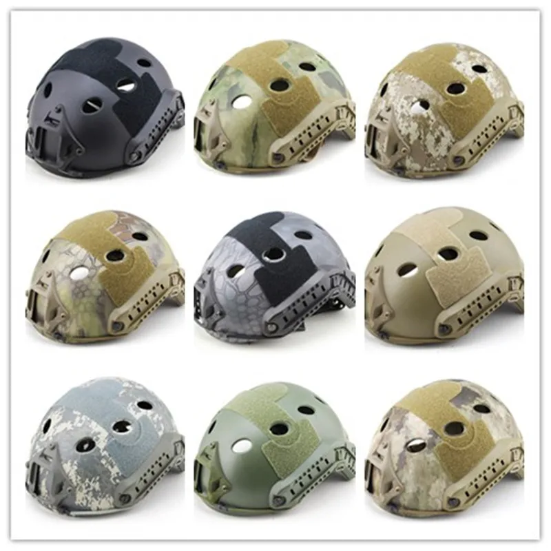 Фото 55-66CM Tactical Fast Helmet PJ Type Advanced Adjustment w/NVG Shroud+Side Rail | Спорт и развлечения