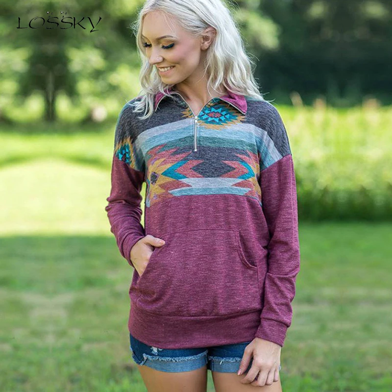 Lossky Sweatshirts Women Long-sleeved Pocket Female Sweatshirt Tops Printed Zipper Spring Autumn Ladies Casual Sweatshirts 2019
Lossky Sweatshirts Women Long-sleeved Pocket Female Sweatshirt Tops Printed Zipper Spring Autumn Ladies Casual Sweatshirts 2019