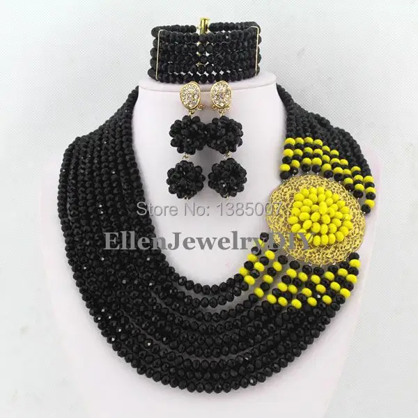 New Arrived Black Crystal Nigerian Wedding African Beads Jewelry Set WS3905 | Украшения и аксессуары