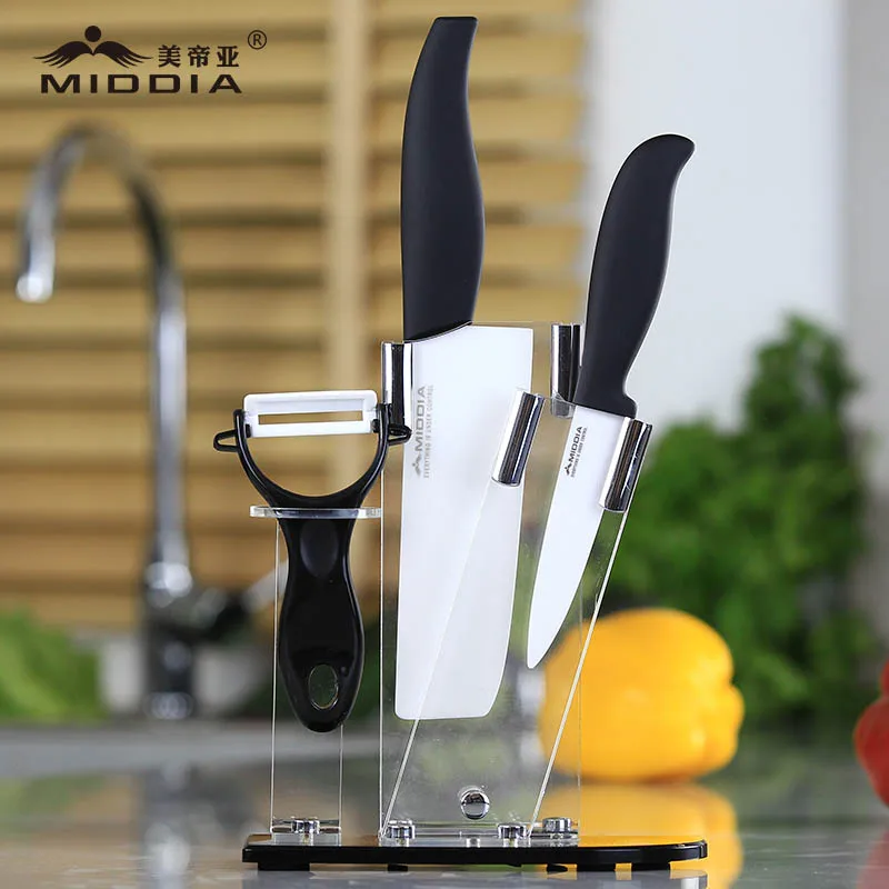 Middia 4pcs ceramic knife set with block kitchenware chef cooking tools cleaver knife with fruit knife peeler
Middia 4pcs ceramic knife set with block kitchenware chef cooking tools cleaver knife with fruit knife peeler