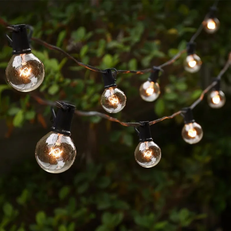

25ft String Holiday Light with G40 E12 Globe Clear Bulb for Backyard Patio Christmas Decor 110V/220V