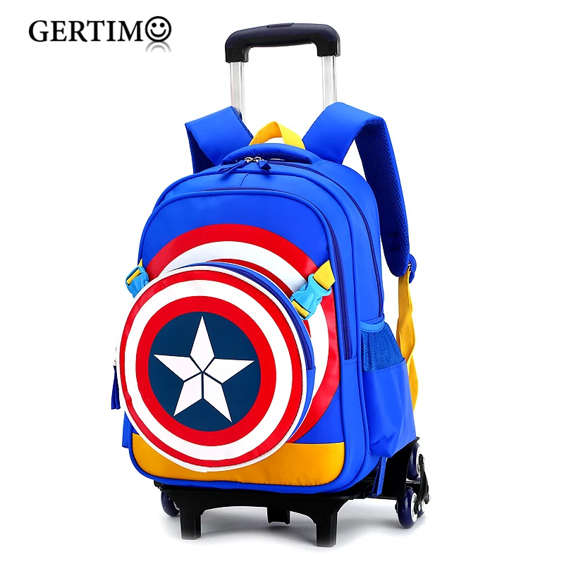 Triple Wheels Trolley School Bag For Girls and Boys Portable Detachable Captain America Backpacks For Children Alloy Rod Bags
Triple Wheels Trolley School Bag For Girls and Boys Portable Detachable Captain America Backpacks For Children Alloy Rod Bags