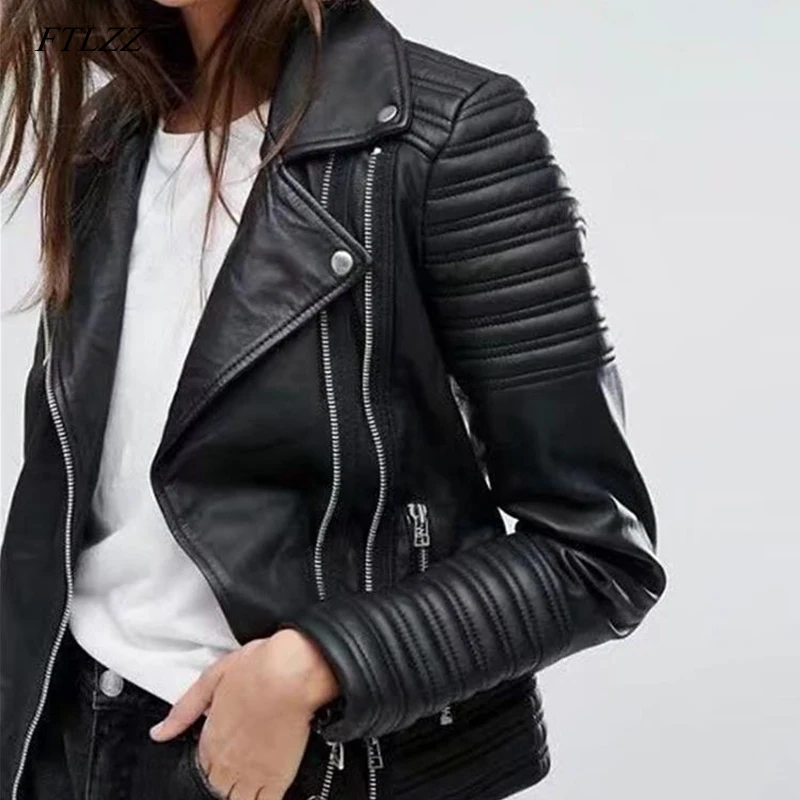 FTLZZ 2019 New Women Smooth Motorcycle Faux Leather Jackets Ladies Long Sleeve Autumn Winter Biker Streetwear Black Pink Coat
FTLZZ 2019 New Women Smooth Motorcycle Faux Leather Jackets Ladies Long Sleeve Autumn Winter Biker Streetwear Black Pink Coat