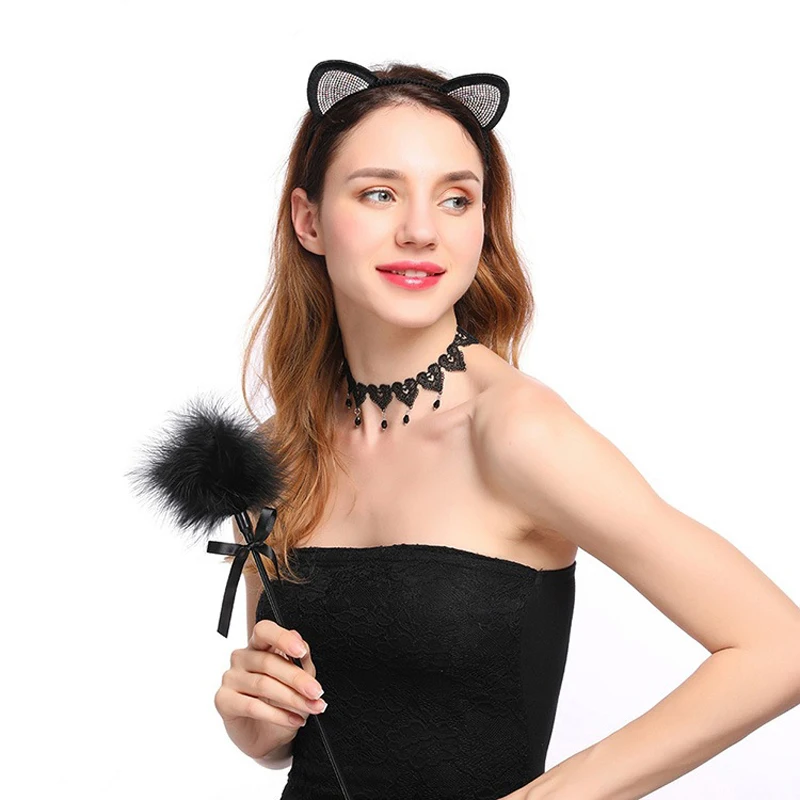 Women Hairband Fashion Rhinestones Cartoon MINI Cat Headband New Festival Halloween Party Headwear Girls Accessories |