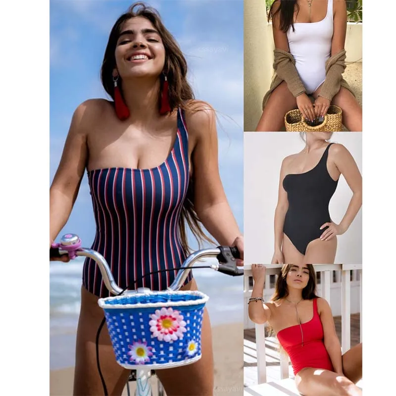 2019 One Piece Swimsuit Women Bath Suits Striped Swimwear Female One Shoulder Bathing Suit Black Bodysuit Monokini Swimsuits
2019 One Piece Swimsuit Women Bath Suits Striped Swimwear Female One Shoulder Bathing Suit Black Bodysuit Monokini Swimsuits