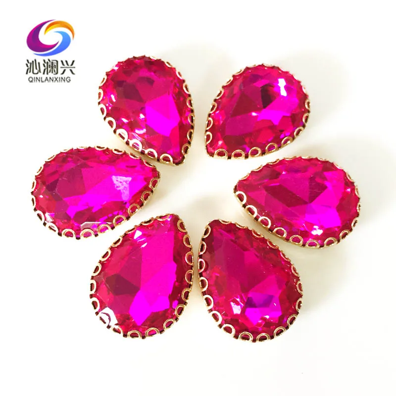 Rose red color Drop shape top glass crystal lace claw rhinestones,golden base sew on stone for Diy/Clothing accessories HGS10
Rose red color Drop shape top glass crystal lace claw rhinestones,golden base sew on stone for Diy/Clothing accessories HGS10