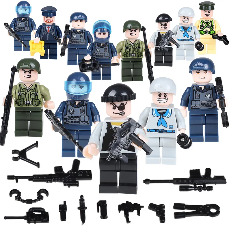 Police 8 Soldiers 11 Weapons Bricks DIY Kid Toys Juguetes Army Gun Compatible Military Building Blocks Mini figures For Children
Police 8 Soldiers 11 Weapons Bricks DIY Kid Toys Juguetes Army Gun Compatible Military Building Blocks Mini figures For Children