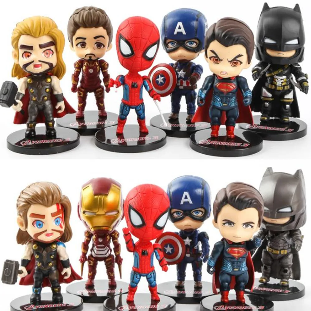 1 pcs Cartoon Super Hero Model Cute Spiderman Batman Iron Man Superman Action Figures Circular Base Assembly Kid Toy
1 pcs Cartoon Super Hero Model Cute Spiderman Batman Iron Man Superman Action Figures Circular Base Assembly Kid Toy
