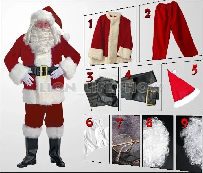 Cosplay&ware Red Blue Christmas Costumes Santa Claus 4 Size 9 Piecesset 16 Cosplay&ware Red Blue Christmas Costumes Santa Claus 4 Size 9 Piecesset -Cosplayware Store