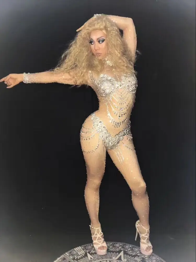 New Female Singer Rhinestone Bodysuit Pop Star Stage Outfits Crystal Rompers Jumpsuit DS bar nightclub Performances Show Wear
New Female Singer Rhinestone Bodysuit Pop Star Stage Outfits Crystal Rompers Jumpsuit DS bar nightclub Performances Show Wear