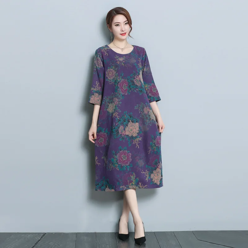 2019 summer new silk dress large size L-5XL loose printed vintage dress high quality fashion elegant large size vestidos 
2019 summer new silk dress large size L-5XL loose printed vintage dress high quality fashion elegant large size vestidos