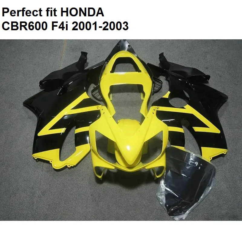 

Injection molding fairing for Honda yellow black CBR 600 F4i 01 02 03 fairings kit CBR600 F4i 2001 2002 2003 CV08