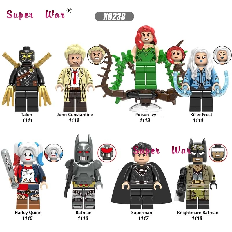 50pcs Batman Superman Talon Constantine Poison Ivy Killer Frost Harley Quinn Knightmare building block bricks for children toys
50pcs Batman Superman Talon Constantine Poison Ivy Killer Frost Harley Quinn Knightmare building block bricks for children toys