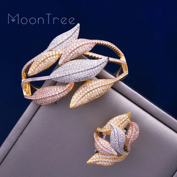 MoonTree Luxury SunFlower 3 Tone Full AAA Cubic Zirconia Wide Bracelet Bangle Ring Set Dress jewelry sets For women
MoonTree Luxury SunFlower 3 Tone Full AAA Cubic Zirconia Wide Bracelet Bangle Ring Set Dress jewelry sets For women