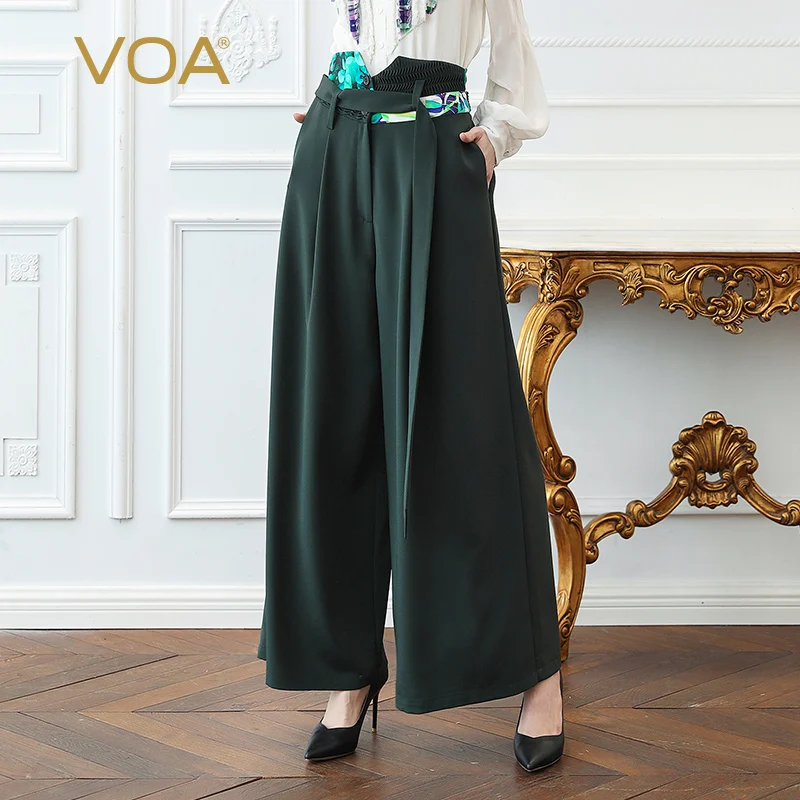 VOA Heavy Silk Office Wide Leg Pants Women Plus Size 5XL Loose Long Trousers High Waist Casual Basic Deep Green Spring Belt K513
VOA Heavy Silk Office Wide Leg Pants Women Plus Size 5XL Loose Long Trousers High Waist Casual Basic Deep Green Spring Belt K513