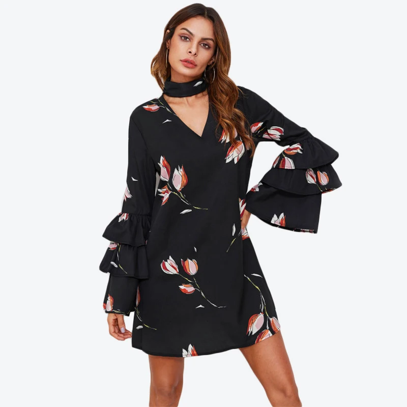 2018 new women's Spring Autumn V sensual Sexy and elegant hanging neck long sleeves dress
2018 new women's Spring Autumn V sensual Sexy and elegant hanging neck long sleeves dress