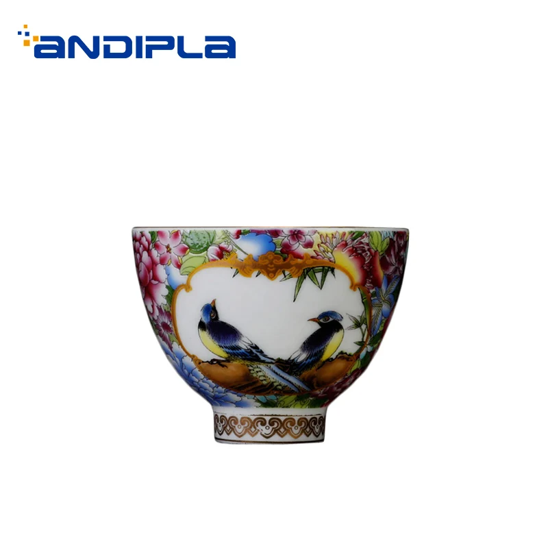 

Vintage Style Hand Painted Flower Pattern Porcelain Teacup Home Kung Fu Tea Set Drinkware Master Small Sake Bowls Puer Tea Cups