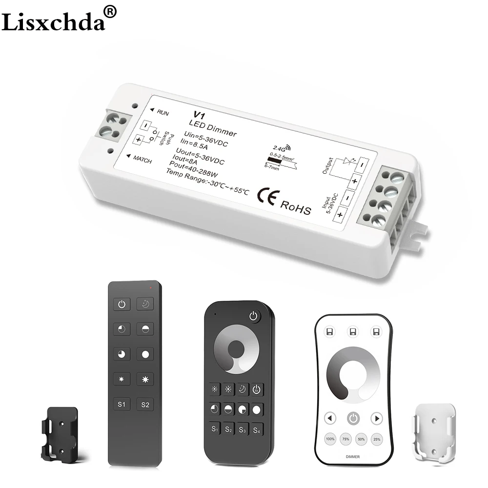 Lisxchda LED Dimmer 12V 5V 24V 36V 8A PWM Wireless RF LED Dimmer Switch ON OFF with 2.4G Remote for Single Color LED Strip Light
Lisxchda LED Dimmer 12V 5V 24V 36V 8A PWM Wireless RF LED Dimmer Switch ON OFF with 2.4G Remote for Single Color LED Strip Light