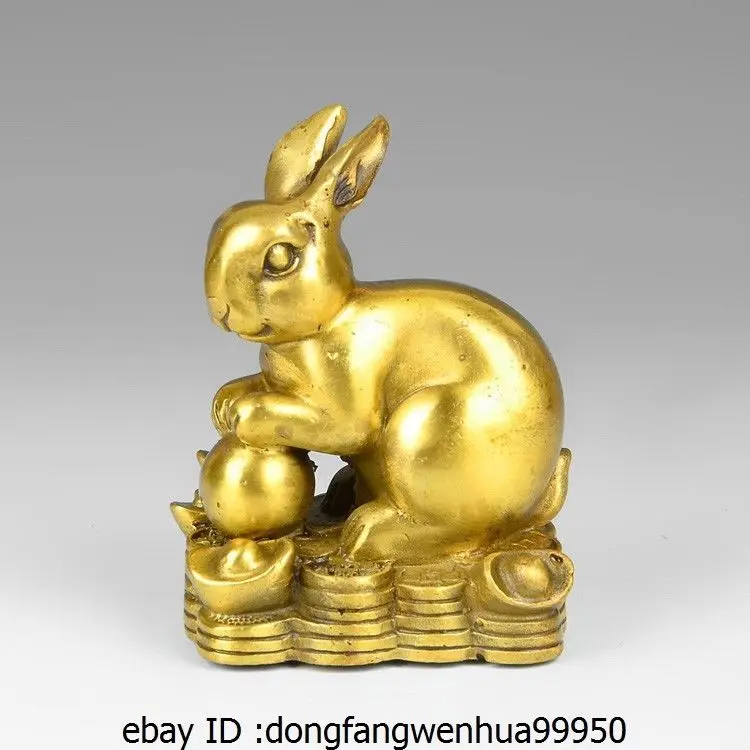 China Brass Copper Auspicious Yuanbao Wealth Lucky Rabbit Hare Decoration Statue
China Brass Copper Auspicious Yuanbao Wealth Lucky Rabbit Hare Decoration Statue