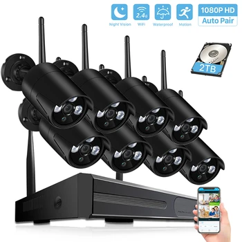 CCTV 4CH/8CH System Wireless 1080P H.265 NVR 2.0MP Outdoor Waterproof Wifi Security Camera System Night Vision Surveillance Kit
CCTV 4CH/8CH System Wireless 1080P H.265 NVR 2.0MP Outdoor Waterproof Wifi Security Camera System Night Vision Surveillance Kit