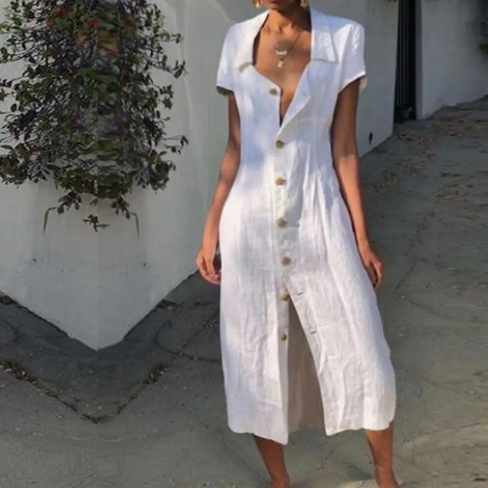 2019 Women Summer Dress Short Sleeve Vestido Cotton and Linen Casual Dress Plus Size Ladies Sundress Robe Femme Hot Sales
2019 Women Summer Dress Short Sleeve Vestido Cotton and Linen Casual Dress Plus Size Ladies Sundress Robe Femme Hot Sales