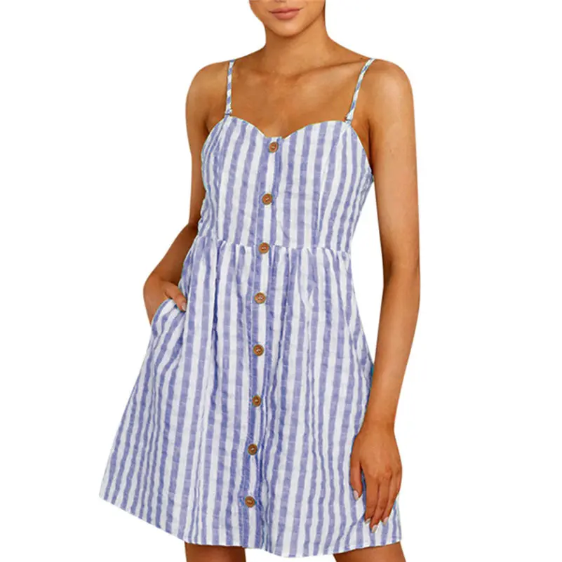 Women Summer Sexy Dress Strappy Off Shoulder Striped Bow Open Back Short Mini Dress Ladies Casual Sleeveless Button Dresses BB4
Women Summer Sexy Dress Strappy Off Shoulder Striped Bow Open Back Short Mini Dress Ladies Casual Sleeveless Button Dresses BB4