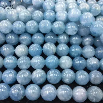 

AKAC natural aquamarine jasper stone loose beads with dyeing color 6/8/10mm for jewelry diy making wholesale