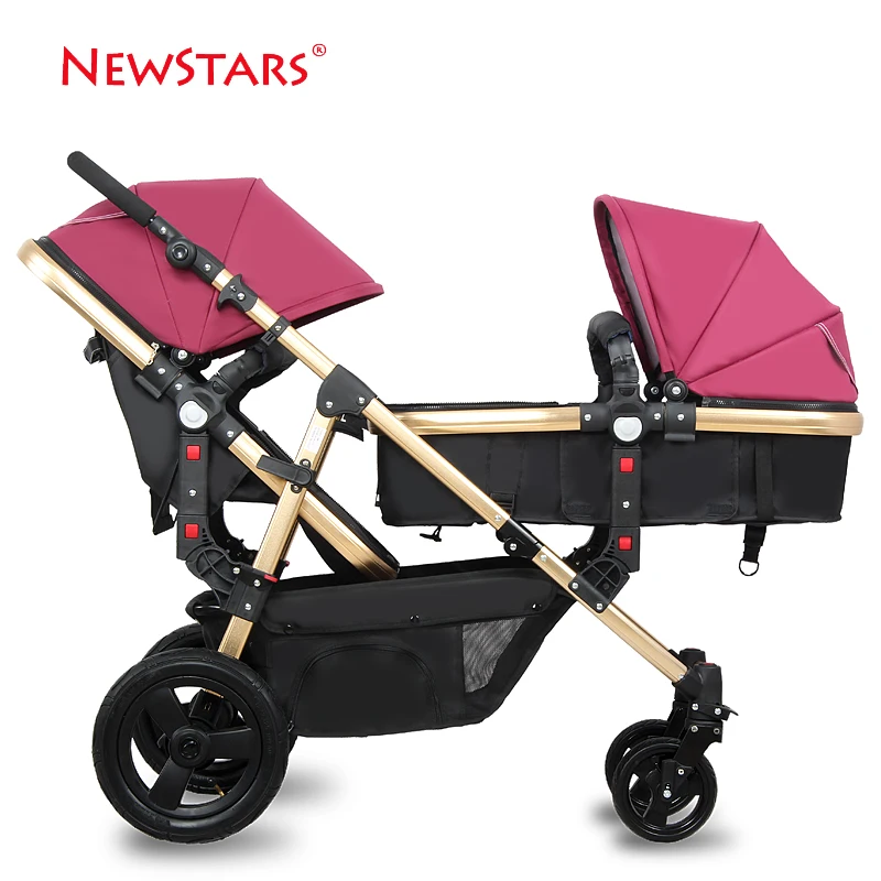 Image Baby Stroller for 2 Babies, Twins Stroller, 2 Seats Pushchair, Children Carriage Can Sit   Lie Down, Highview, Folding