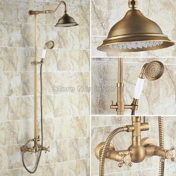 Antique Brass Wall Mounted Rain Shower Faucet Set W/ Bathroom Dual Cross Handles Mixer Tap + Handheld Shower Wrs136
Antique Brass Wall Mounted Rain Shower Faucet Set W/ Bathroom Dual Cross Handles Mixer Tap + Handheld Shower Wrs136