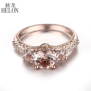 HELON Solid 14k Rose Gold 6mm Round Cut Morganite VS Full Cut Natural Diamond Engagement Wedding Women's Gemstones Jewelry Ring
HELON Solid 14k Rose Gold 6mm Round Cut Morganite VS Full Cut Natural Diamond Engagement Wedding Women's Gemstones Jewelry Ring
