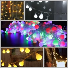 Por White Plastic Globe Lots From 10m 100 Led Fairy Light Curtain Outdoor Christmas Lamp Globe String Ball With Tail Plug Eu For Home Bedroom Decoration