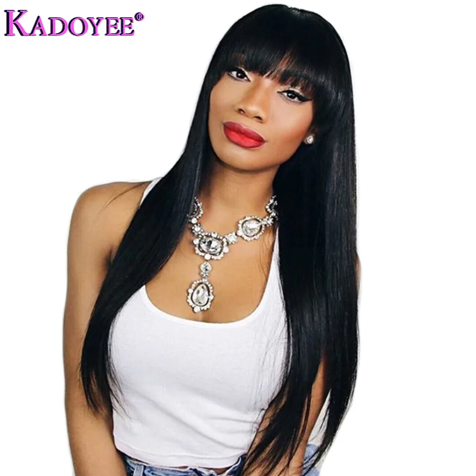 

Silky Straight With Baby Hair Bang Brazilian 13*4 lace front human hair wigs Remy Hair Long Bob for Black Women Glueless Wig