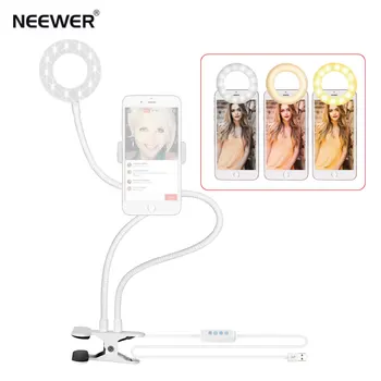 Neewer Clamp-on Selfie Ring Light w/ Phone Holder for Live Stream Video Shooting Dimmable Mini Ring Lighting for iPhone Samsung
Neewer Clamp-on Selfie Ring Light w/ Phone Holder for Live Stream Video Shooting Dimmable Mini Ring Lighting for iPhone Samsung