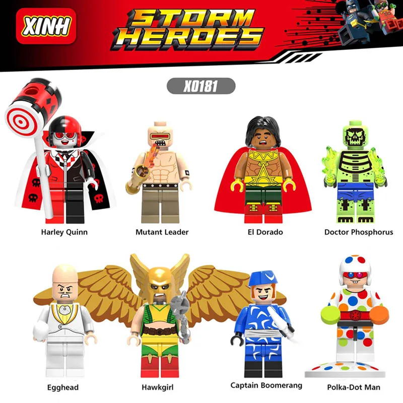8pcs Harley Quinn Mutant Leader EI Dorado Doctor Phosphorus Super Hero Figure Bricks Blocks Toys Legoings
8pcs Harley Quinn Mutant Leader EI Dorado Doctor Phosphorus Super Hero Figure Bricks Blocks Toys Legoings
