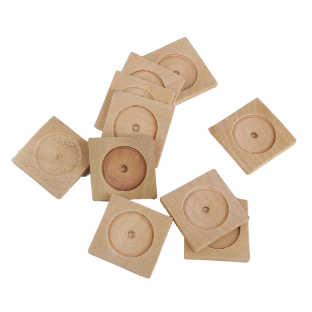 20pcs Vintage Square Wood Cameo Cabochon Setting Base Tray Pendants DIY Necklace Jewelry Making Accessories Findings 25mm