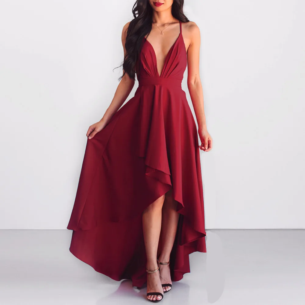 Women Sexy Dresses 2018 New Wine Red Deep V-Neck Off-Shoulder Asymmetrical Party Dresses Elegan Backless Solid Long Dress
Women Sexy Dresses 2018 New Wine Red Deep V-Neck Off-Shoulder Asymmetrical Party Dresses Elegan Backless Solid Long Dress