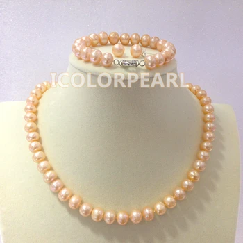 43-45cm Long 8.5-9.5mm Pink/Purple/White Semiround Cultured Freshwater Pearl Jewelry Set.(Necklace+Bracelet+Earrings).
43-45cm Long 8.5-9.5mm Pink/Purple/White Semiround Cultured Freshwater Pearl Jewelry Set.(Necklace+Bracelet+Earrings).