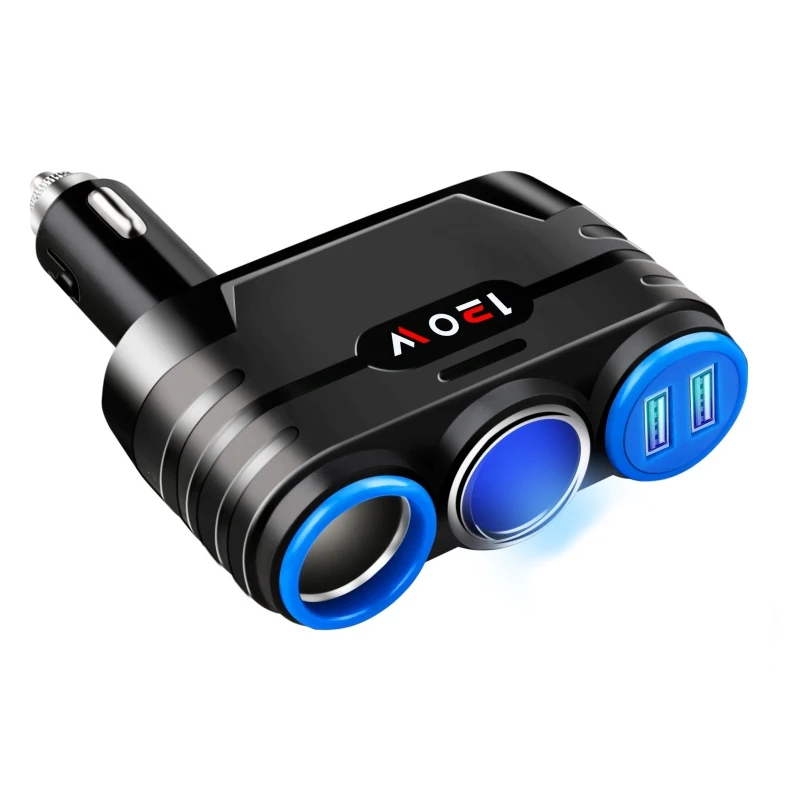 

12V-24V Car Cigarette Lighter Socket Splitter Plug LED USB Charger Adapter 3.1A 120W Detection For Phone MP3 DVR Accessories