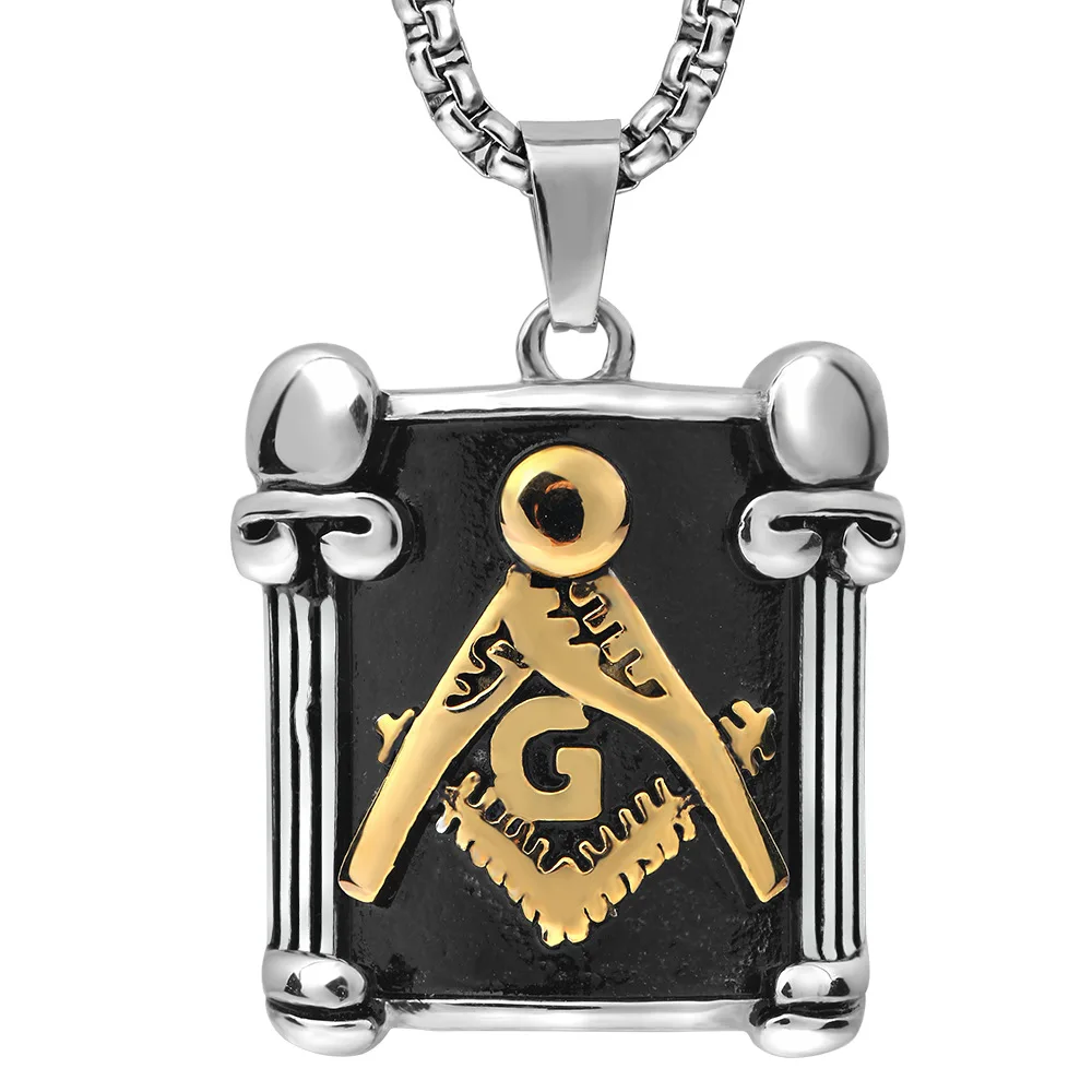 Two Tone Gold Color 316L Stainless Steel Freemasonry Masonic Square Pendants Necklaces for Men Punk Jewerly
Two Tone Gold Color 316L Stainless Steel Freemasonry Masonic Square Pendants Necklaces for Men Punk Jewerly