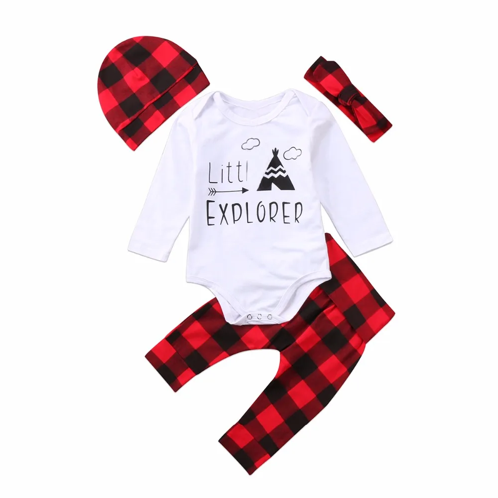 Cute Newborn Baby Boys Girls White Romper Plaid Pants Hat Headband Clothing Sets Outfits Fashion
Cute Newborn Baby Boys Girls White Romper Plaid Pants Hat Headband Clothing Sets Outfits Fashion