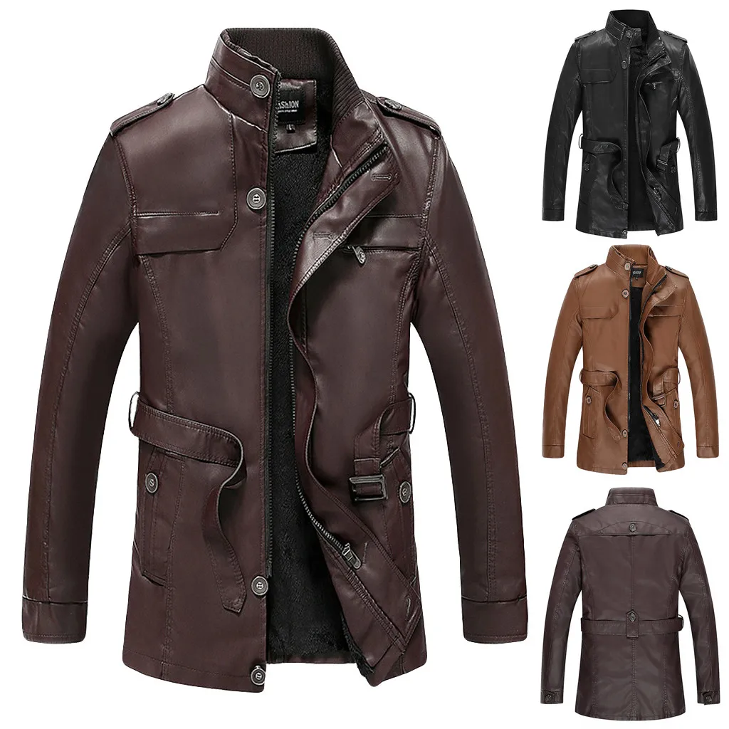 Men's Leather Jacket Autumn Winter Warm Windproof Fashion Velveted Zipper Pure Color Imitation Leather Coat Jacket For Men
Men's Leather Jacket Autumn Winter Warm Windproof Fashion Velveted Zipper Pure Color Imitation Leather Coat Jacket For Men