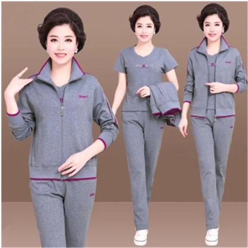 Lady suit Spring autumn Sporting suit set Large size Middle age women clothes 3 piece set women Long sleeve top and pants 962
Lady suit Spring autumn Sporting suit set Large size Middle age women clothes 3 piece set women Long sleeve top and pants 962