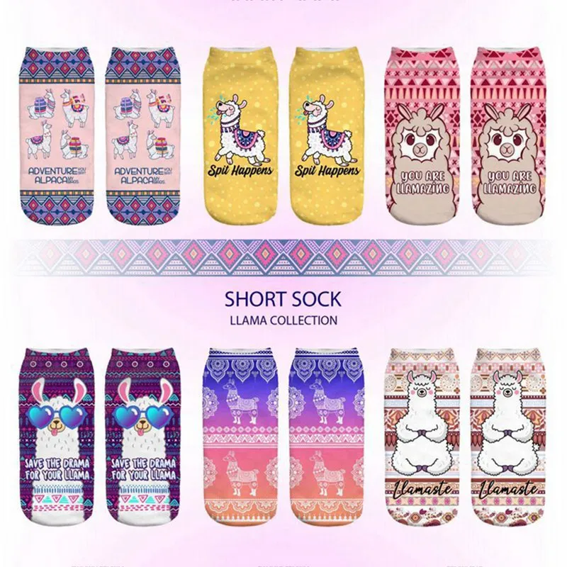 New 3D Printing Women Socks Brand Sock Fashion Unisex Christmas Socks Alpaca Female Funny Low Ankle Femme Sock
New 3D Printing Women Socks Brand Sock Fashion Unisex Christmas Socks Alpaca Female Funny Low Ankle Femme Sock