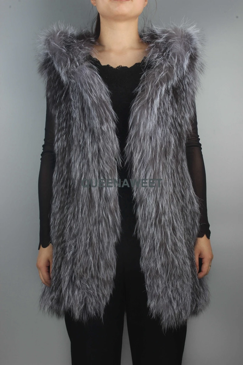Long Silver Fox Fur Vest With Fur Hood Real knit Fur Sleeveless OverCoat Women Outerwear Winter Warm
Long Silver Fox Fur Vest With Fur Hood Real knit Fur Sleeveless OverCoat Women Outerwear Winter Warm