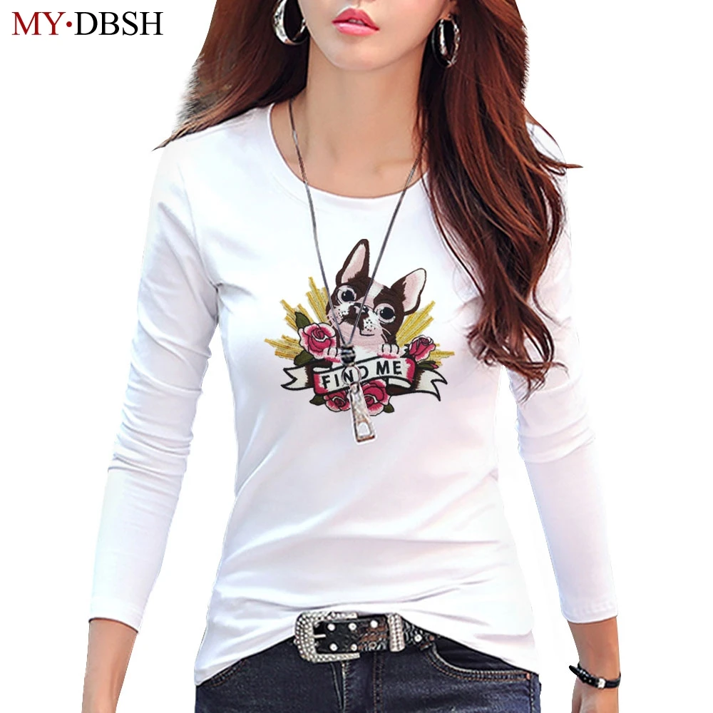 New 2019 Fashion Embroidery Flower Patch tshirt Women Spring Autumn Long Sleeve T Shirt Ladies Casual Cotton Round Neck tshirts
New 2019 Fashion Embroidery Flower Patch tshirt Women Spring Autumn Long Sleeve T Shirt Ladies Casual Cotton Round Neck tshirts