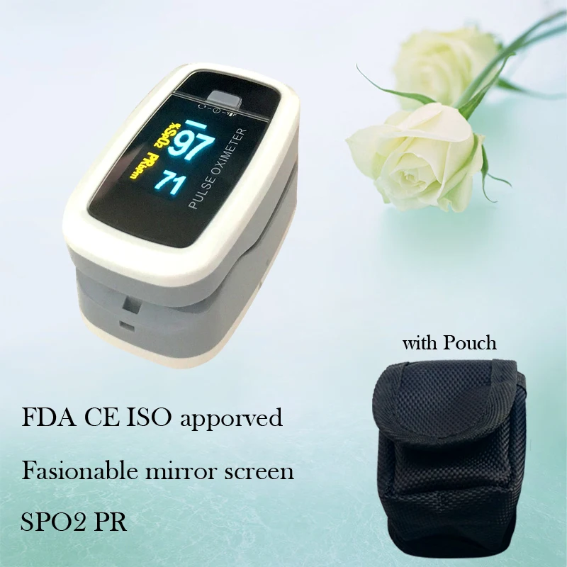

FDA CE ISO Blood Oxygen saturation SPO2 Pulse Rate Monitor Fingertip Pulse Oximeter Oxymeter with Pouch