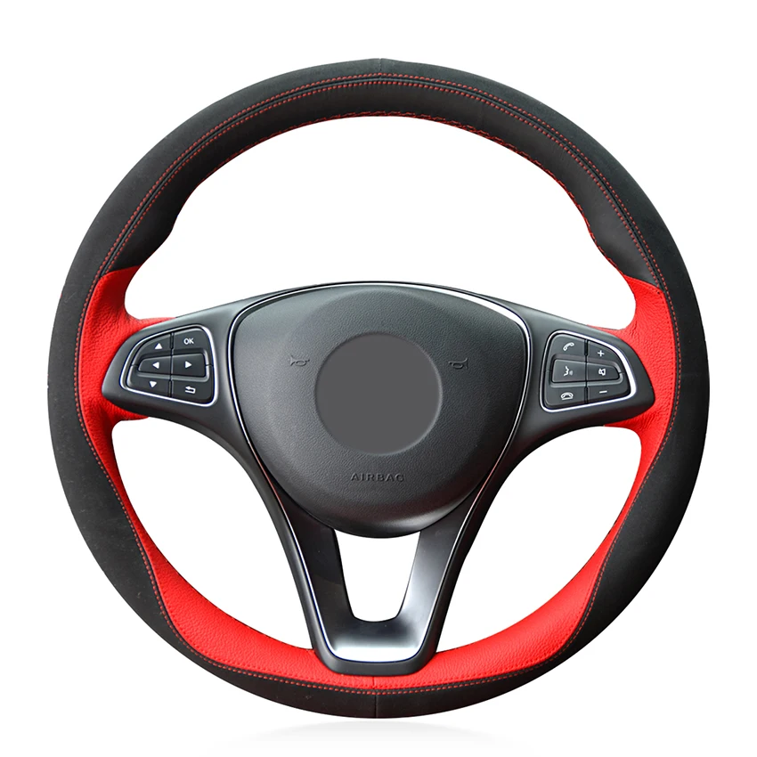 Black Suede Red Leather Car Steering Wheel Cover for Mercedes Benz C180 C200 C260 C300 B200 E200 E300 CLS260 CLS3
Black Suede Red Leather Car Steering Wheel Cover for Mercedes Benz C180 C200 C260 C300 B200 E200 E300 CLS260 CLS3