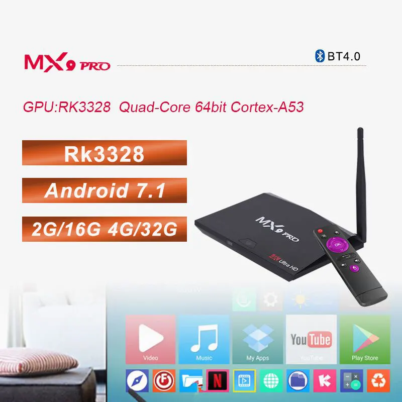 MX9 Pro 4GB RAM 32GB ROM Android 8.1 TV Box RK3328 Quad Core 2.4G/5G WiFi Smart TV Box HDR10 4K Media Player PK X92 H96
MX9 Pro 4GB RAM 32GB ROM Android 8.1 TV Box RK3328 Quad Core 2.4G/5G WiFi Smart TV Box HDR10 4K Media Player PK X92 H96