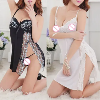 2020 Women Sexy Lingerie Silk Sleepwear Lace Hallow Out Floral Summer Night Dress Padded Bra Nightgown Set & T-Back Camisola
2020 Women Sexy Lingerie Silk Sleepwear Lace Hallow Out Floral Summer Night Dress Padded Bra Nightgown Set & T-Back Camisola