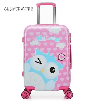 

Chupermore Cute Cartoon cat Rolling Luggage Spinner high quality PC Children travel Bags girl/boys Suitcase Wheels Cabin Trolley